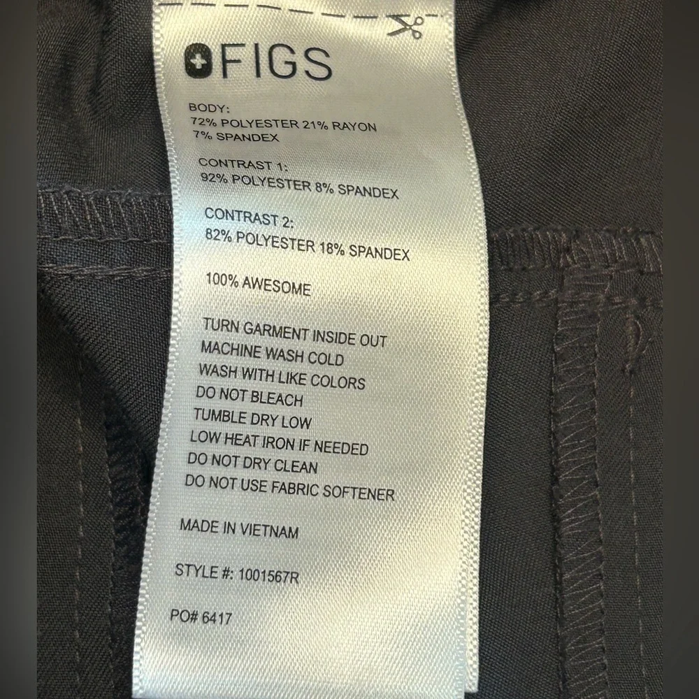 Women’s figs High Waisted Isabel Wide Leg Scrub Pants charcoal LG REG 1001567R - Picture 10 of 11